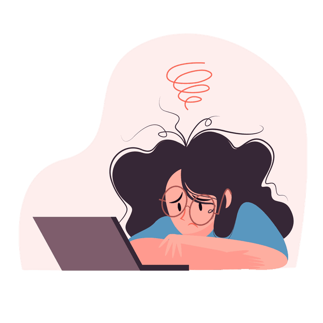 Frustrated professional overwhelmed by grant research