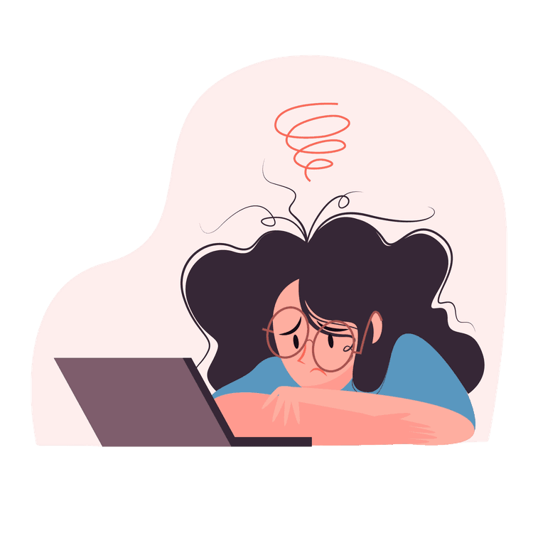 Frustrated professional overwhelmed by grant research